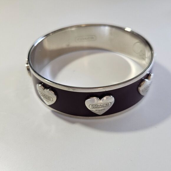 *Sale* Coach silver tone and burgundy bangle bracelet - Picture 15 of 16